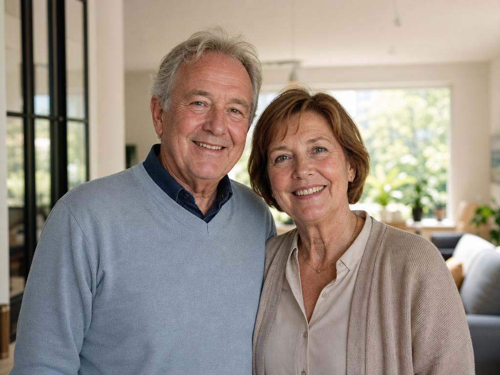 Meneer en mevrouw Peters in hun nieuwe gelijkvloerse woning